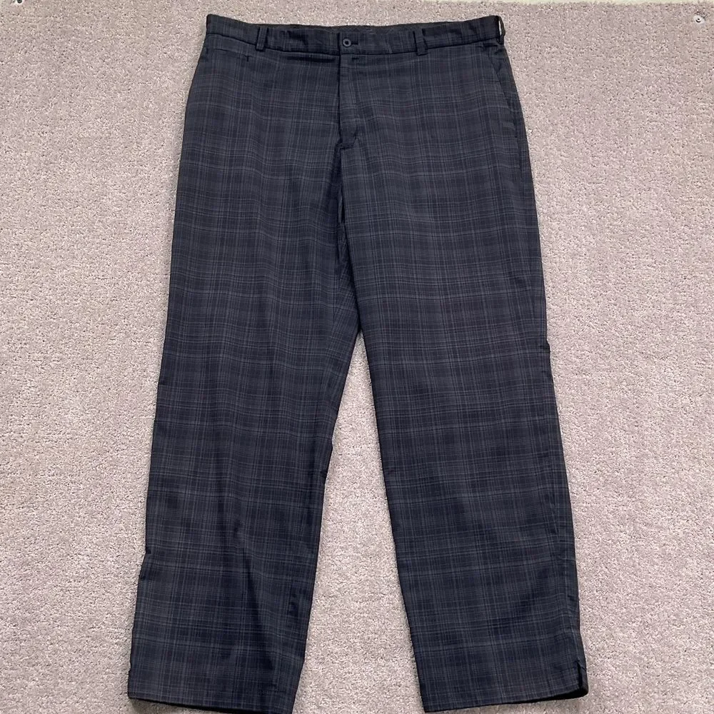 Nike Golf Pants Men 40W 32L Black‎ Plaid Performance Golf Athletic Bottoms